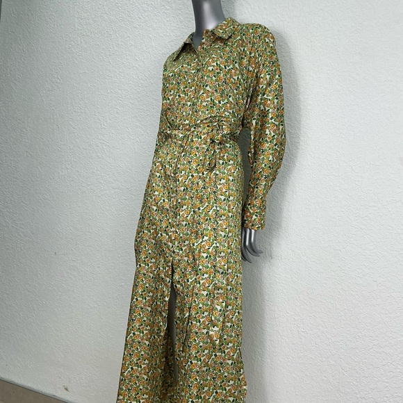 Zara Green Leaves and Floral Maxi Shirt Dress - Picture 1 of 6